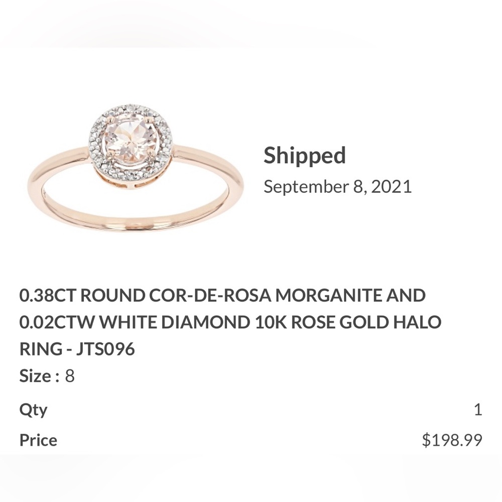 JTV Rose Gold Morganite Diamond Ring